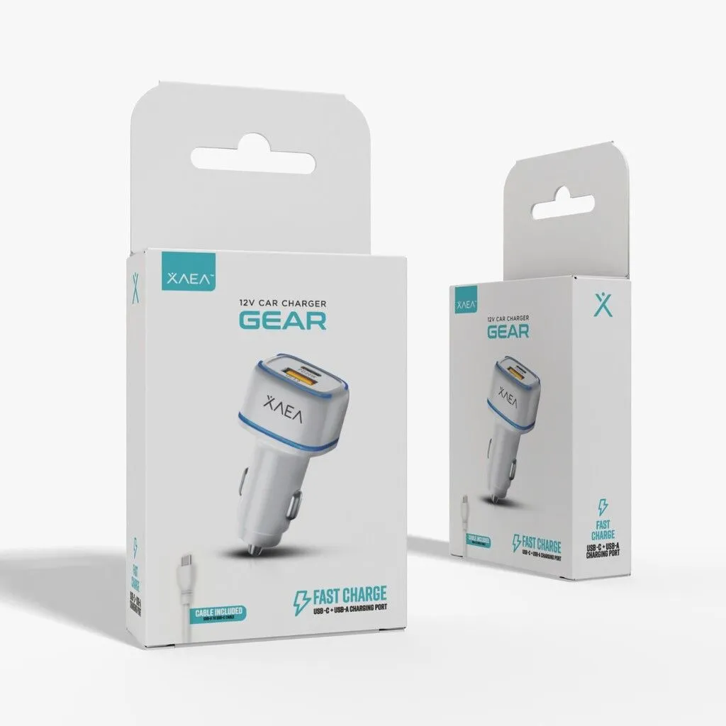CARGADOR 12V GEAR MODS-504 - 1 USB 1 TC + CABLE TIPO C - ONLY - BLANCO