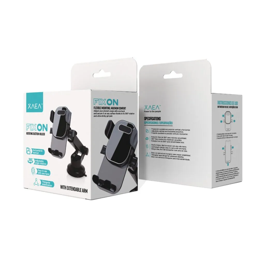 HOLDER SUCCION GIRATORIO CON BRAZO EXTENSIBLE MODX-059 FIX ON - XAEA - NEGRO