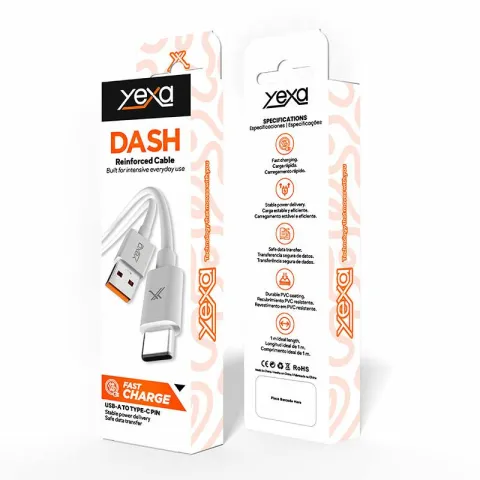 CABLE DASH TIPO USB-C MODY-00J7 - YEXA - BLANCO
