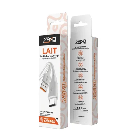 CABLE LAIT TIPO USB-C MODY-00J6 - YEXA - BLANCO