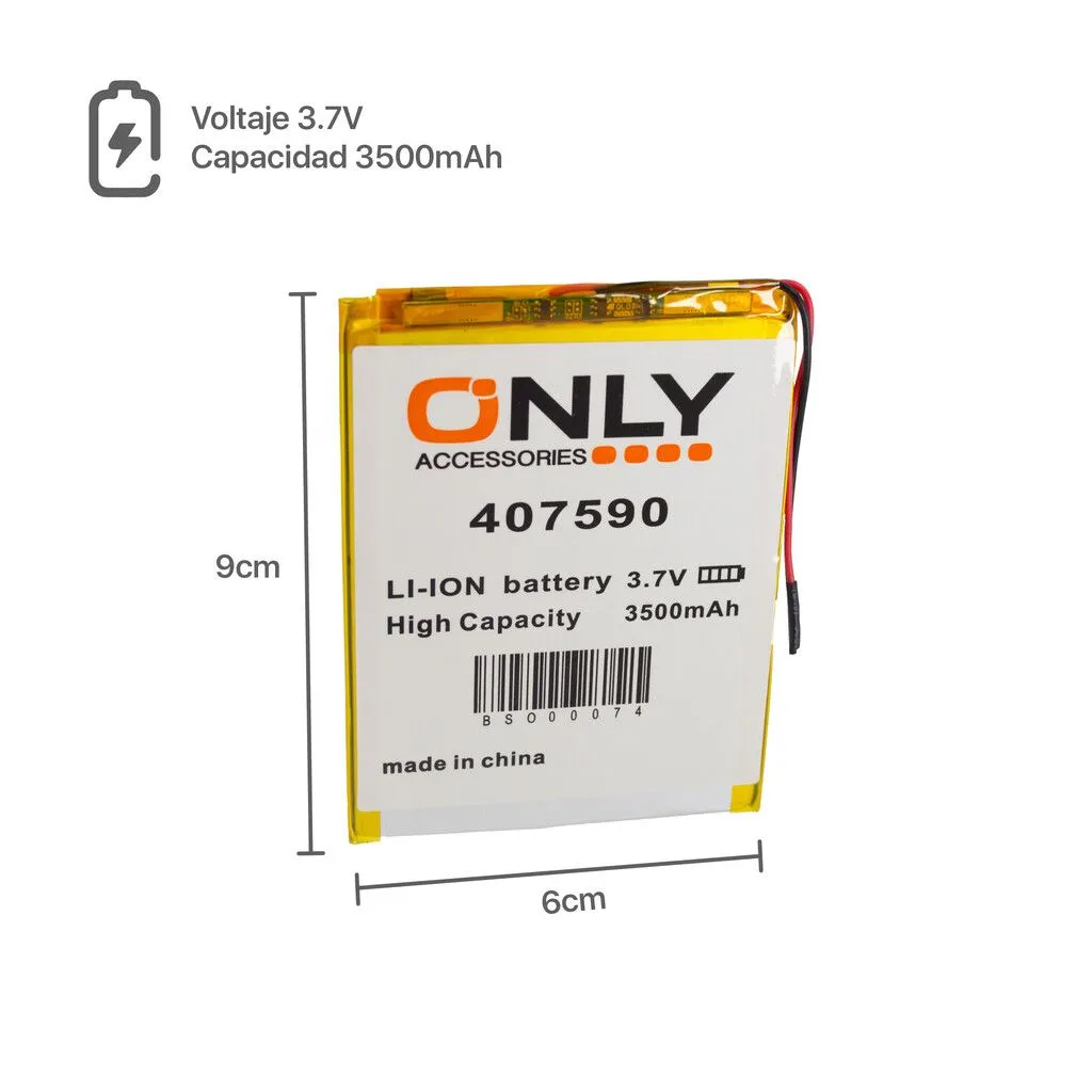 BATERIA DE TABLET 407590 - 3500mAh - 9 x 6.5 cm