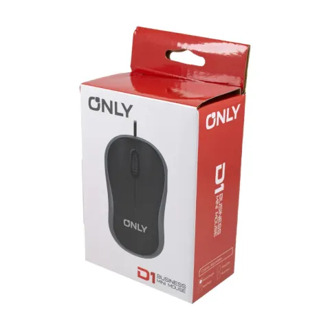 MOUSE CON CABLE MOD D1 NEGRO - ONLY