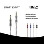 CABLE AUX 3,5 MOD75 - 2 METROS - METAL - BLANCO - Imagen 3