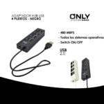 ADAPTADOR HUB USB 4 PUERTOS - NEGRO - Imagen 4