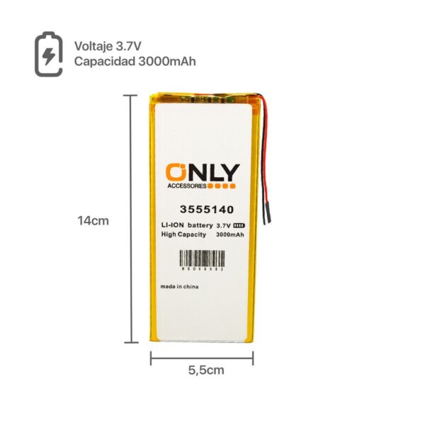 BATERIA DE TABLET 3555140  - 3000mAh - 5.5 x 14 cm