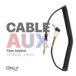 CABLE AUX 3,5 MOD69 - 1,8 METROS - ESPIRAL - NEGRO - Imagen 4
