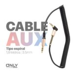CABLE AUX 3,5 MOD69 - 1,8 METROS - ESPIRAL - NEGRO - Imagen 4