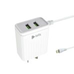 CARGADOR 220V LETS MOD08 - 4,4A - 2 USB C/ CABLE V8 - BLANCO - Imagen 2