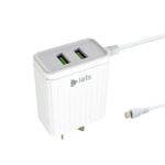 CARGADOR 220V LETS MOD08 - 4,4A - 2 USB C/ CABLE V8 - BLANCO - Imagen 2