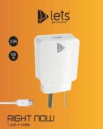 CARGADOR 220V MODL-040 - 2,1A - 1USB + CABLE V8 - LETS - BLANCO - Imagen 3