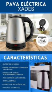 PAVA ELECTRICA SIN CORTE 1,8 LT - XADES - Imagen 2