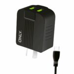 CARGADOR 220V MODO-006 - 2USB + CABLE TIPO C - ONLY PREMIUM - NEGRO - Imagen 2
