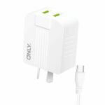 CARGADOR 220V MODO-006 - 2USB + CABLE TIPO C - ONLY PREMIUM - BLANCO - Imagen 2