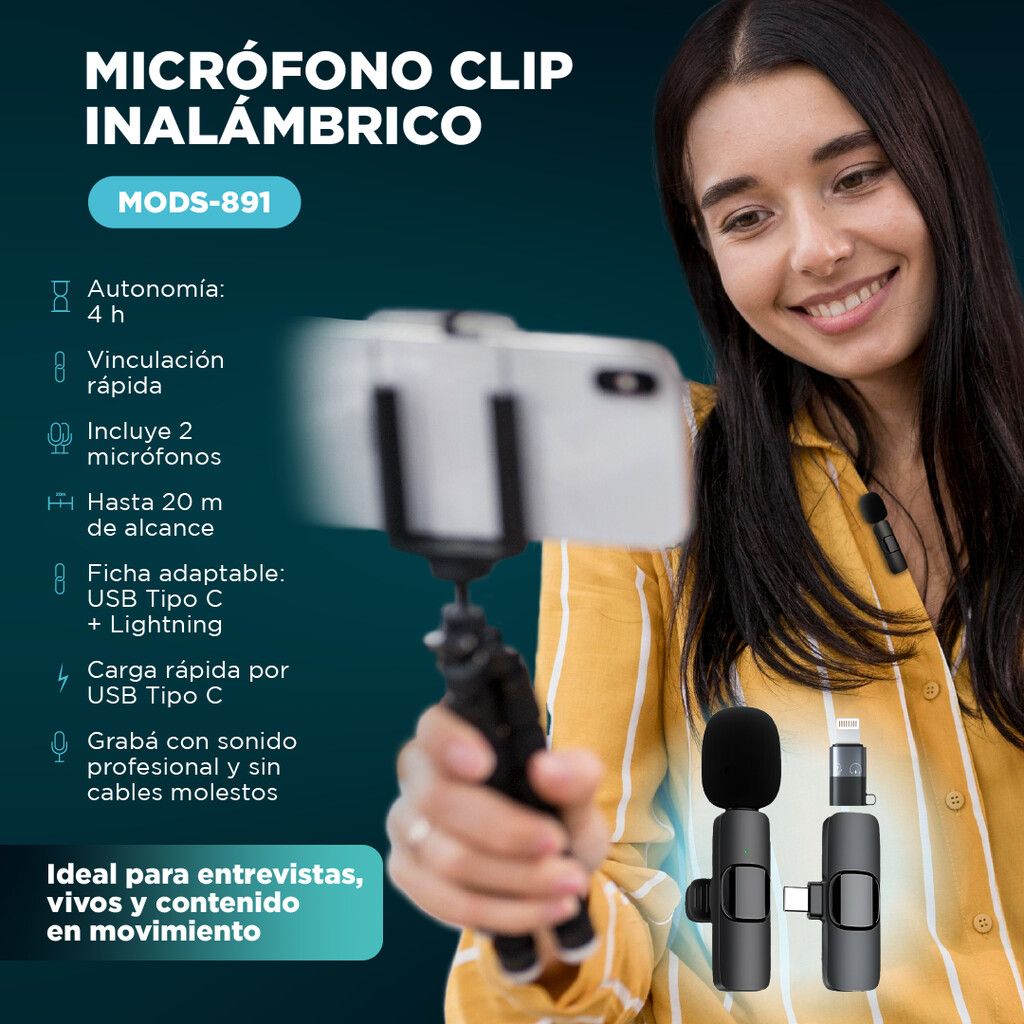 MICROFONO CLIP INALAMBRICO DOBLE ADAP TC + IP - MODS-891 - STOCK MICROFONO CLIP INALAMBRICO DOBLE ADAP TC + IP - MODS-891 - STOCK - Imagen 4